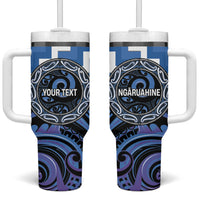 Aotearoa Ngaruahine Personalised Tumbler With Handle Maori Iwi Poutama Puhoro Tattoo LT14 One Size: 40 oz Blue - Polynesian Pride