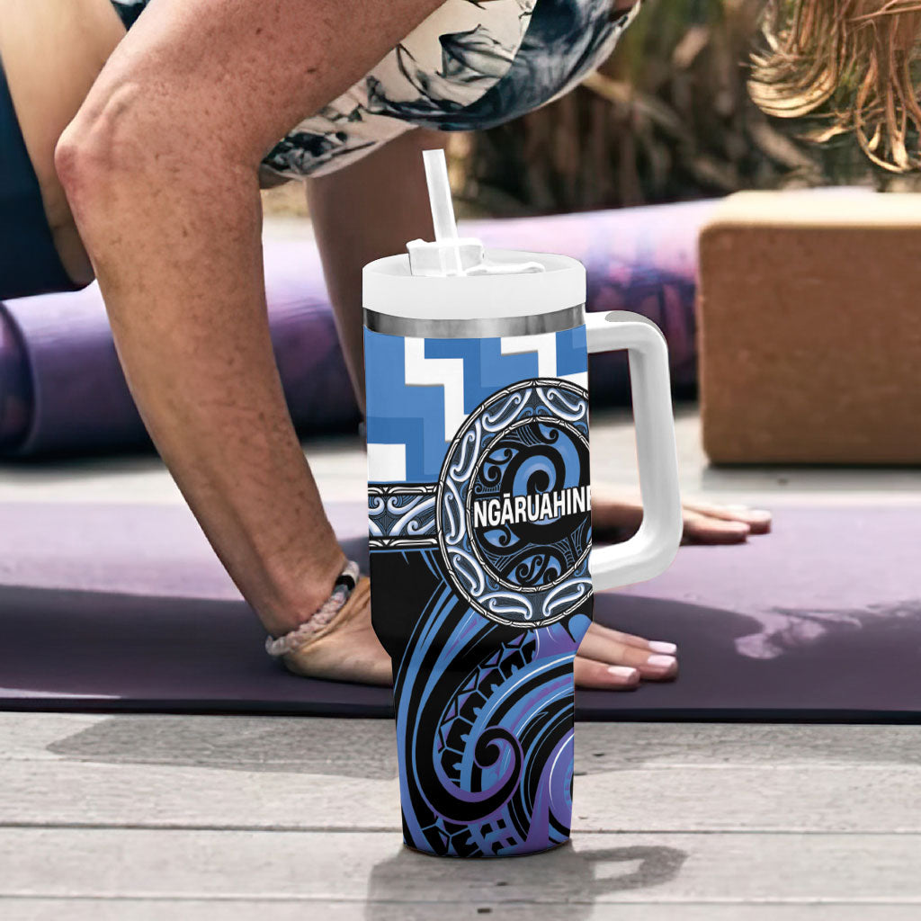 Aotearoa Ngaruahine Personalised Tumbler With Handle Maori Iwi Poutama Puhoro Tattoo LT14 - Polynesian Pride
