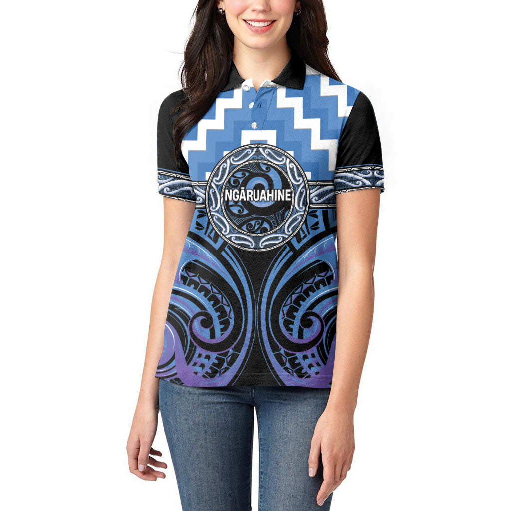 Aotearoa Ngaruahine Personalised Women Polo Shirt Maori Iwi Poutama Puhoro Tattoo LT14 - Polynesian Pride
