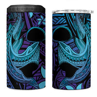 Nukuoro Atoll 4 in 1 Can Cooler Tumbler Polynesian Shark Tattoo Purple Gradient Vibes