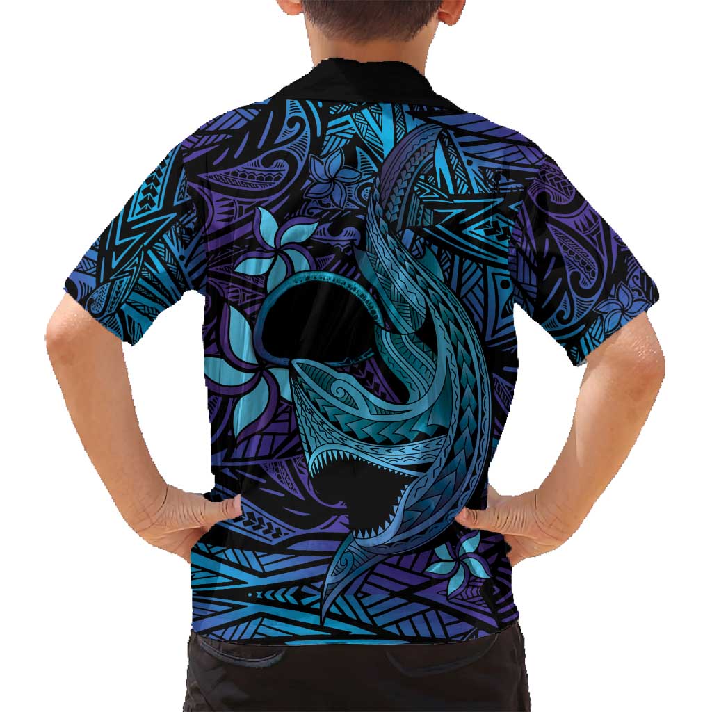 Nukuoro Atoll Family Matching Tank Maxi Dress and Hawaiian Shirt Polynesian Shark Tattoo Purple Gradient Vibes