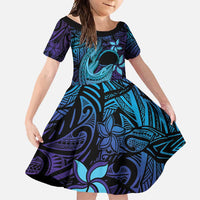 Nukuoro Atoll Family Matching Tank Maxi Dress and Hawaiian Shirt Polynesian Shark Tattoo Purple Gradient Vibes