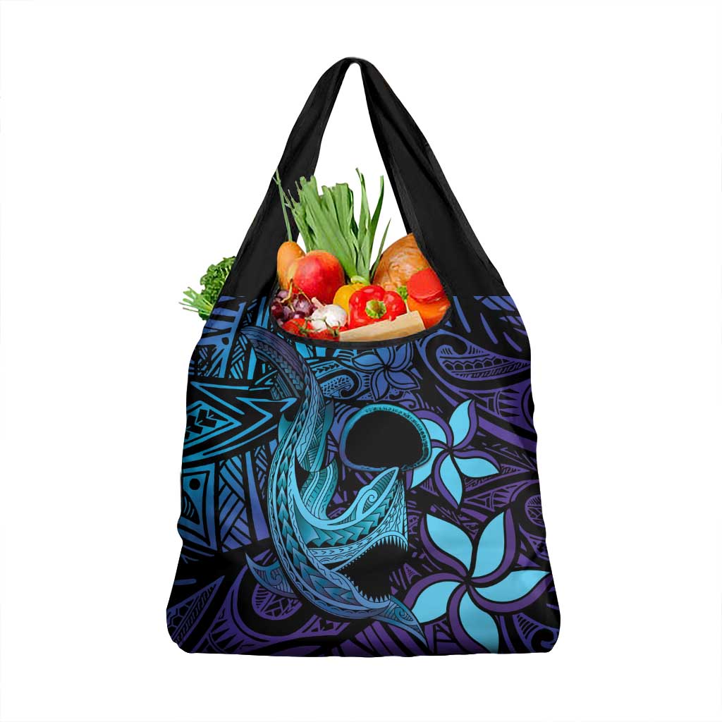 Nukuoro Atoll Grocery Bag Polynesian Shark Tattoo Purple Gradient Vibes