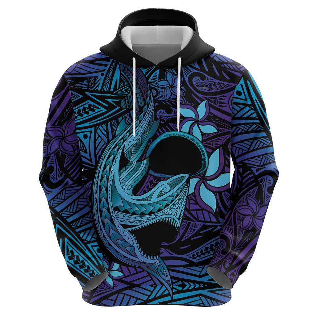 Nukuoro Atoll Hoodie Polynesian Shark Tattoo Purple Gradient Vibes