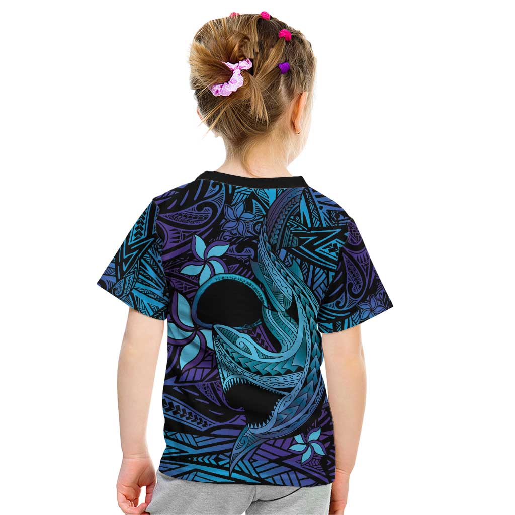 Nukuoro Atoll Kid T Shirt Polynesian Shark Tattoo Purple Gradient Vibes LT14 - Polynesian Pride
