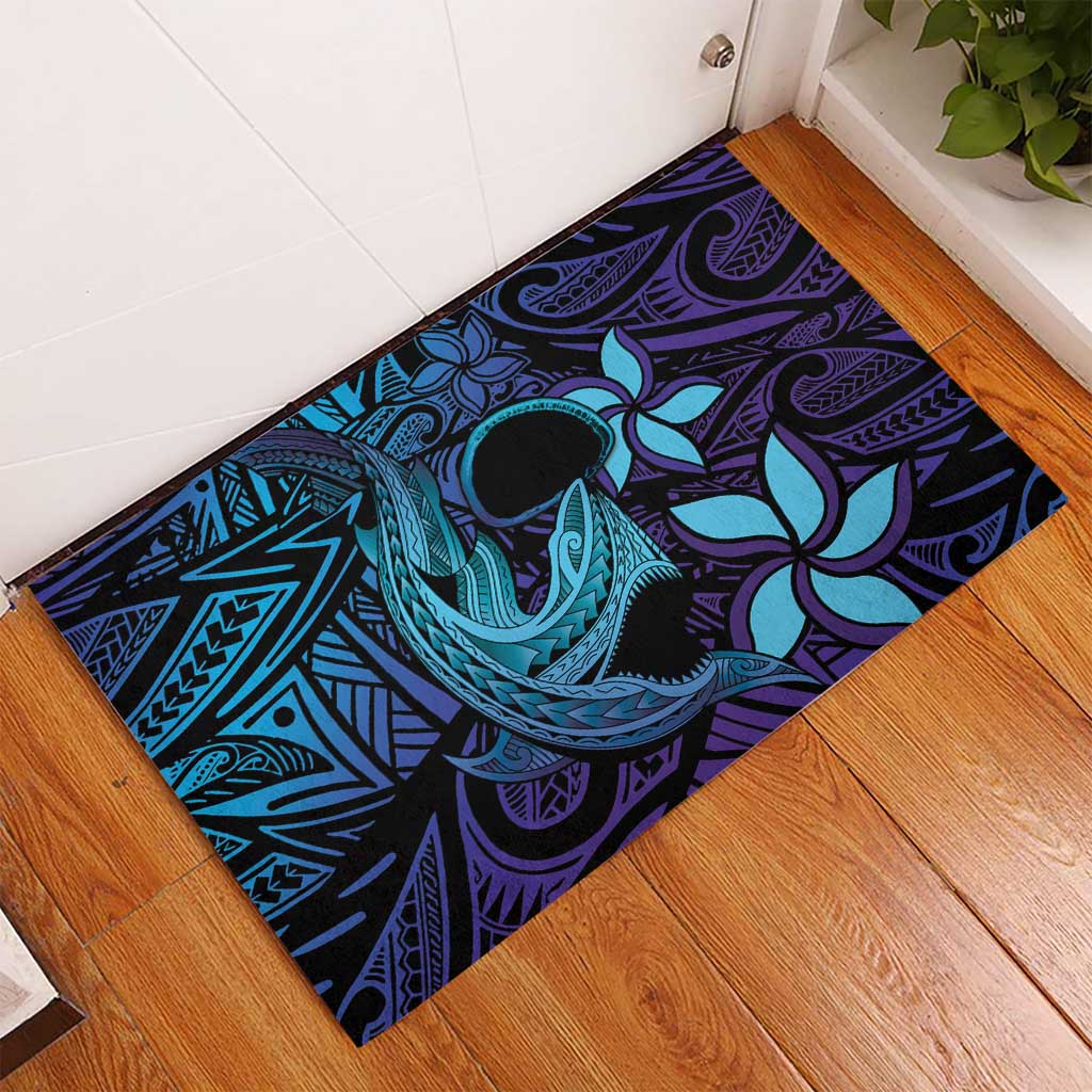 Nukuoro Atoll Rubber Doormat Polynesian Shark Tattoo Purple Gradient Vibes