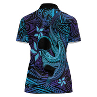 Nukuoro Atoll Women Polo Shirt Polynesian Shark Tattoo Purple Gradient Vibes
