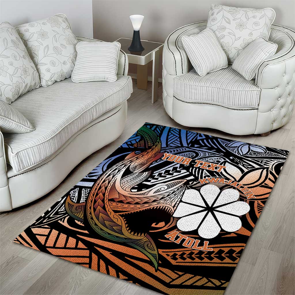 Personalised Kwajalein Atoll Area Rug Polynesian Shark Tattoo Gradient Vibes
