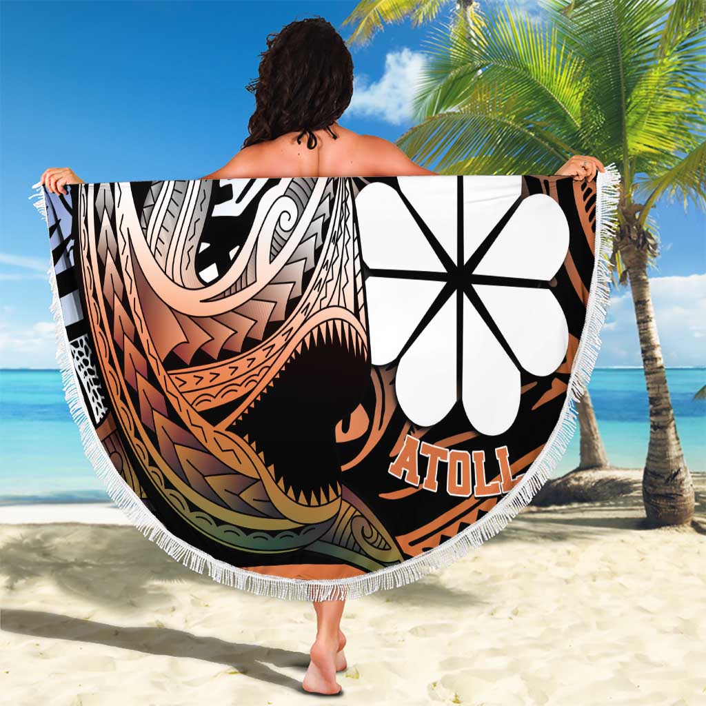 Personalised Kwajalein Atoll Beach Blanket Polynesian Shark Tattoo Gradient Vibes