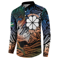 Personalised Kwajalein Atoll Button Sweatshirt Polynesian Shark Tattoo Gradient Vibes