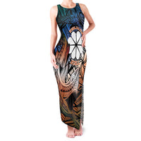Personalised Kwajalein Atoll Family Matching Tank Maxi Dress and Hawaiian Shirt Polynesian Shark Tattoo Gradient Vibes