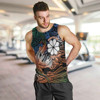 Personalised Kwajalein Atoll Men Tank Top Polynesian Shark Tattoo Gradient Vibes