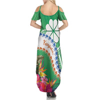 Marshall Islands Kwajalein Atoll Family Matching Summer Maxi Dress and Hawaiian Shirt Curves Polynesian Mix Tropical Flowers