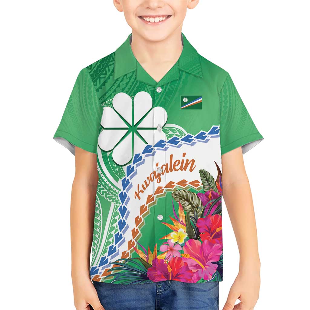 Marshall Islands Kwajalein Atoll Hawaiian Shirt Curves Polynesian Mix Tropical Flowers