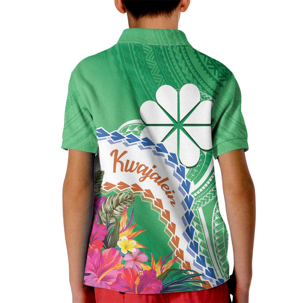 Marshall Islands Kwajalein Atoll Kid Polo Shirt Curves Polynesian Mix Tropical Flowers