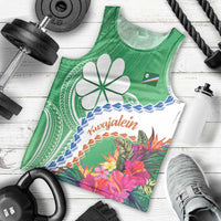 Marshall Islands Kwajalein Atoll Men Tank Top Curves Polynesian Mix Tropical Flowers