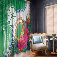 Marshall Islands Kwajalein Atoll Window Curtain Curves Polynesian Mix Tropical Flowers