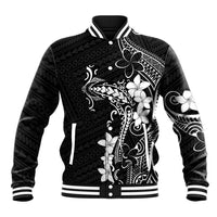 Black Hawaii Baseball Jacket Hammerhead Shark Tattoo Curve Polynesian - Polynesian Pride