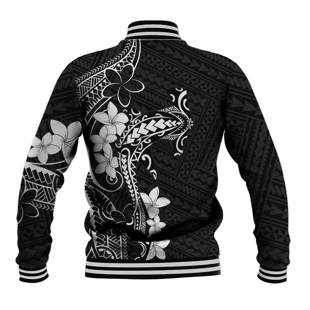 Black Hawaii Baseball Jacket Hammerhead Shark Tattoo Curve Polynesian - Polynesian Pride