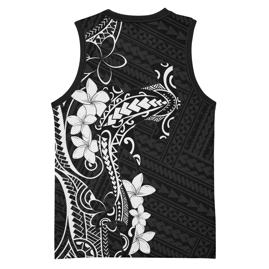 Black Hawaii Basketball Jersey Hammerhead Shark Tattoo Curve Polynesian - Polynesian Pride