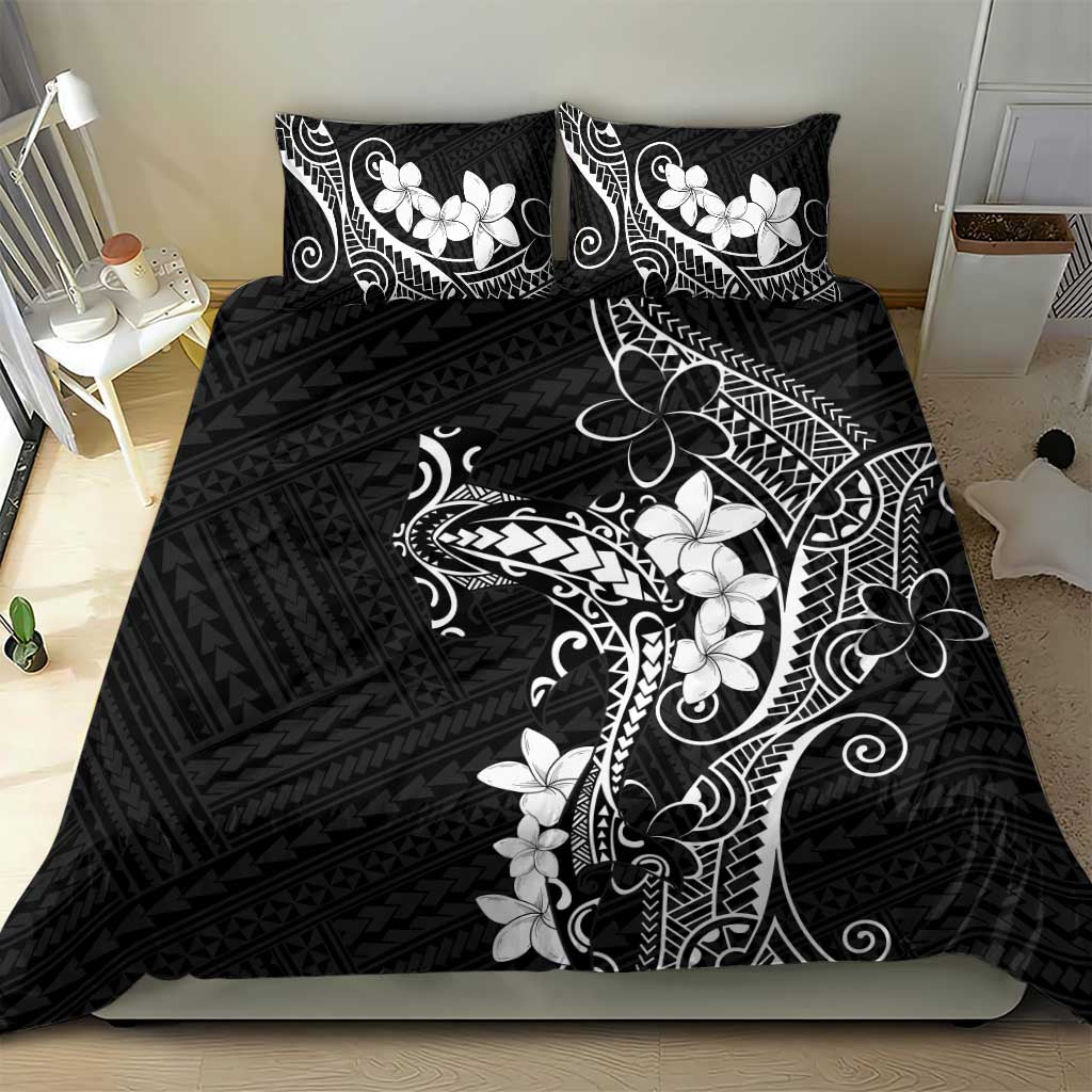 Black Hawaii Bedding Set Hammerhead Shark Tattoo Curve Polynesian - Polynesian Pride