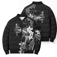 Black Hawaii Bomber Puffer Jacket Hammerhead Shark Tattoo Curve Polynesian - Polynesian Pride