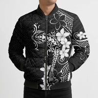 Black Hawaii Bomber Puffer Jacket Hammerhead Shark Tattoo Curve Polynesian - Polynesian Pride