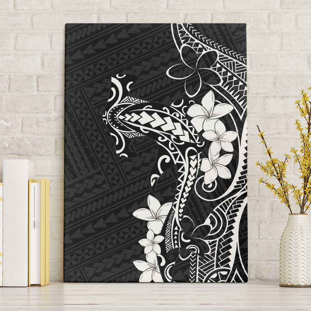 Black Hawaii Canvas Wall Art Hammerhead Shark Tattoo Curve Polynesian - Polynesian Pride