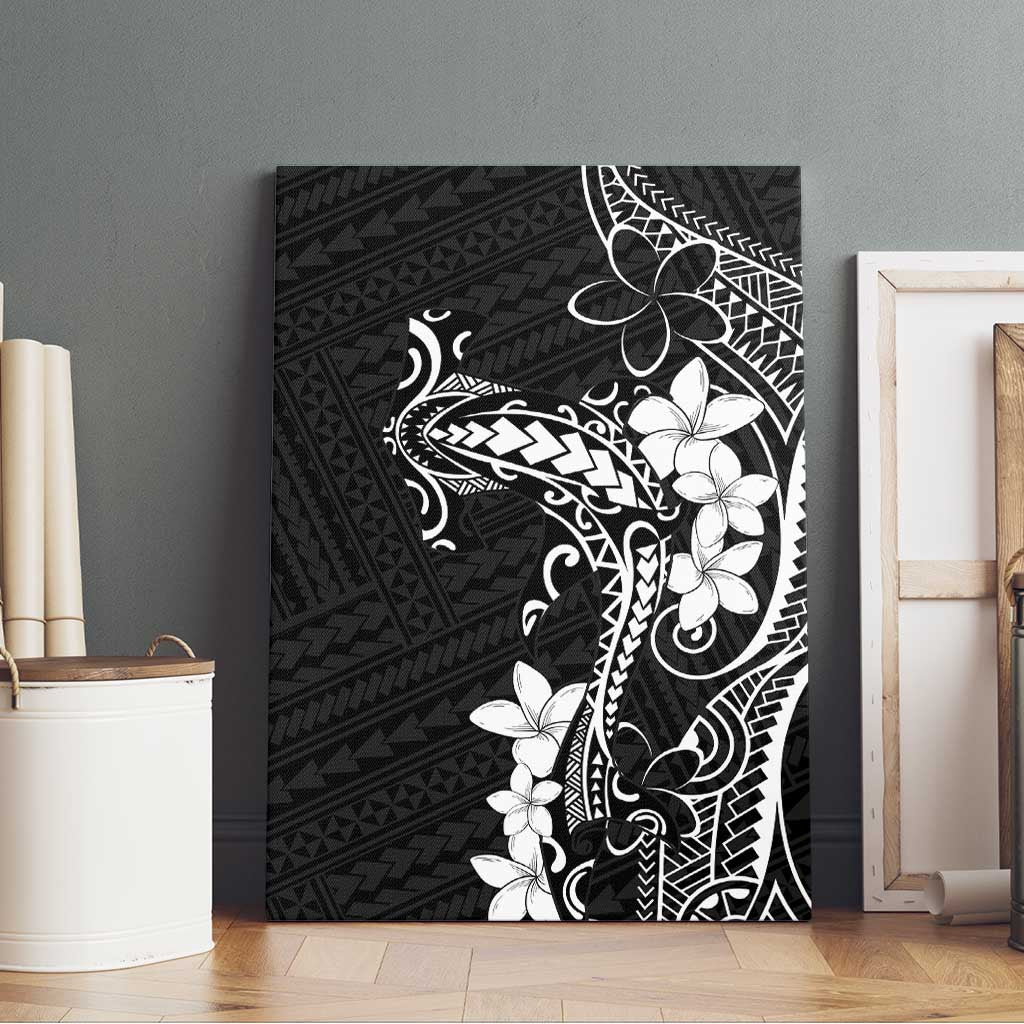 Black Hawaii Canvas Wall Art Hammerhead Shark Tattoo Curve Polynesian - Polynesian Pride
