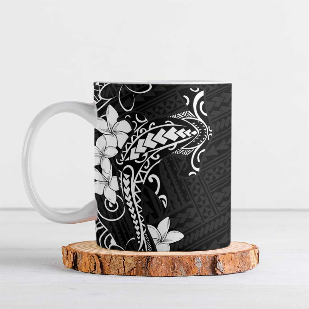Black Hawaii Ceramic Mug Hammerhead Shark Tattoo Curve Polynesian - Polynesian Pride