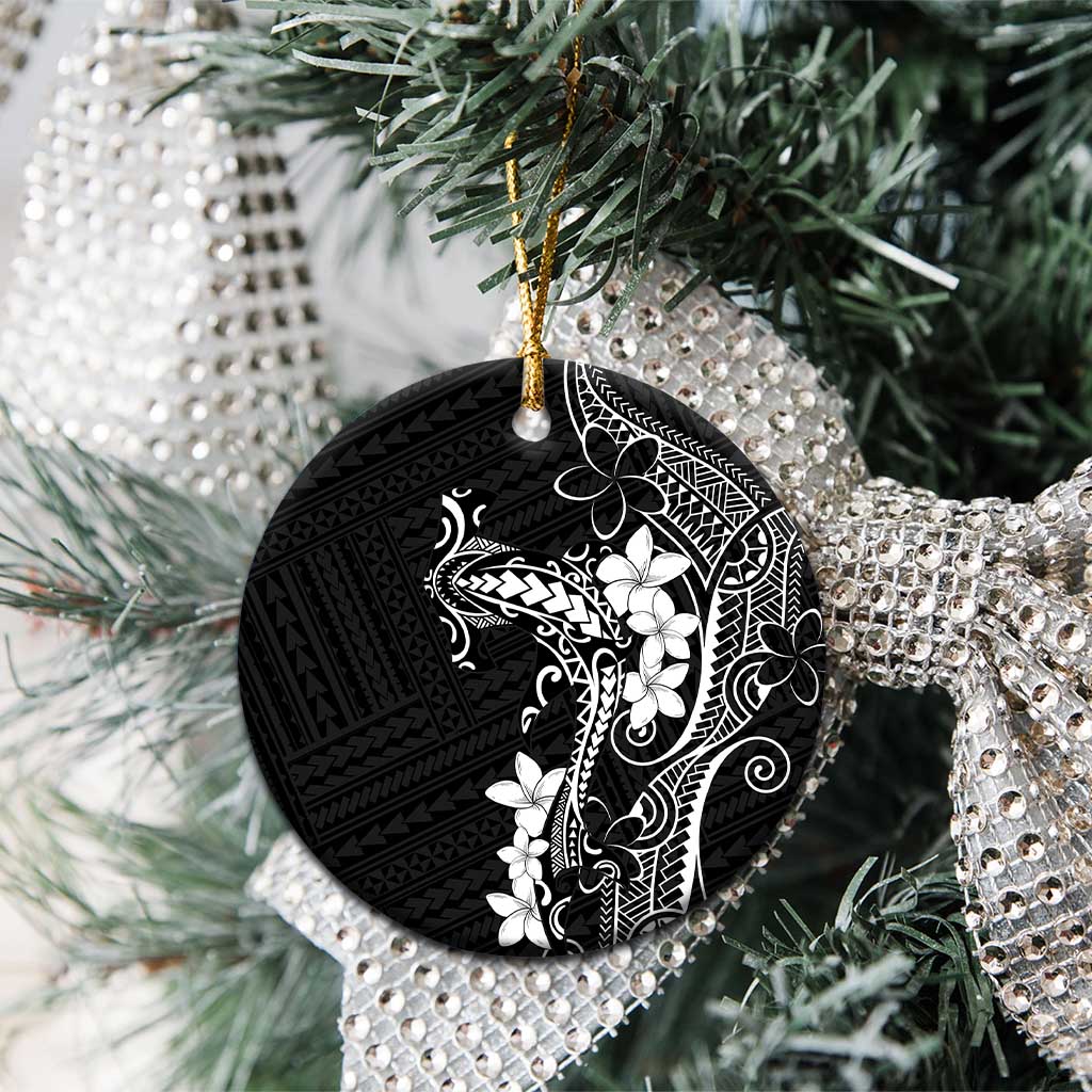 Black Hawaii Ceramic Ornament Hammerhead Shark Tattoo Curve Polynesian - Polynesian Pride