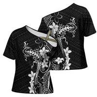 Black Hawaii Cross Shoulder Shirt Hammerhead Shark Tattoo Curve Polynesian - Polynesian Pride