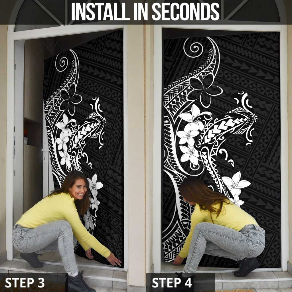 Black Hawaii Door Cover Hammerhead Shark Tattoo Curve Polynesian - Polynesian Pride