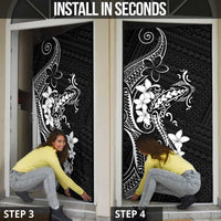 Black Hawaii Door Cover Hammerhead Shark Tattoo Curve Polynesian - Polynesian Pride