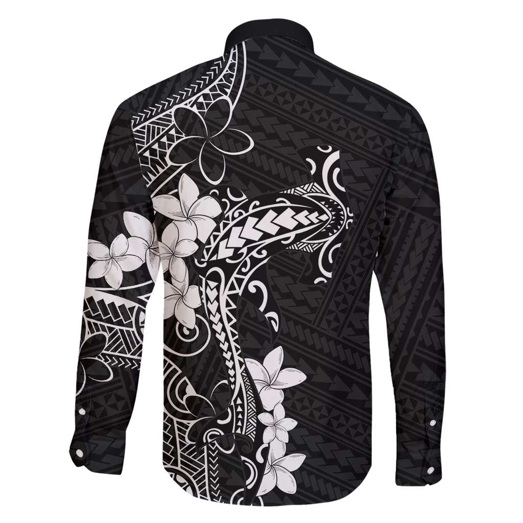 Black Hawaii Family Matching Long Sleeve Bodycon Dress and Hawaiian Shirt Hammerhead Shark Tattoo Curve Polynesian - Polynesian Pride