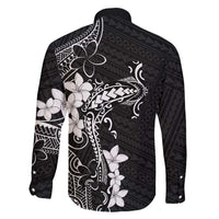 Black Hawaii Family Matching Long Sleeve Bodycon Dress and Hawaiian Shirt Hammerhead Shark Tattoo Curve Polynesian - Polynesian Pride