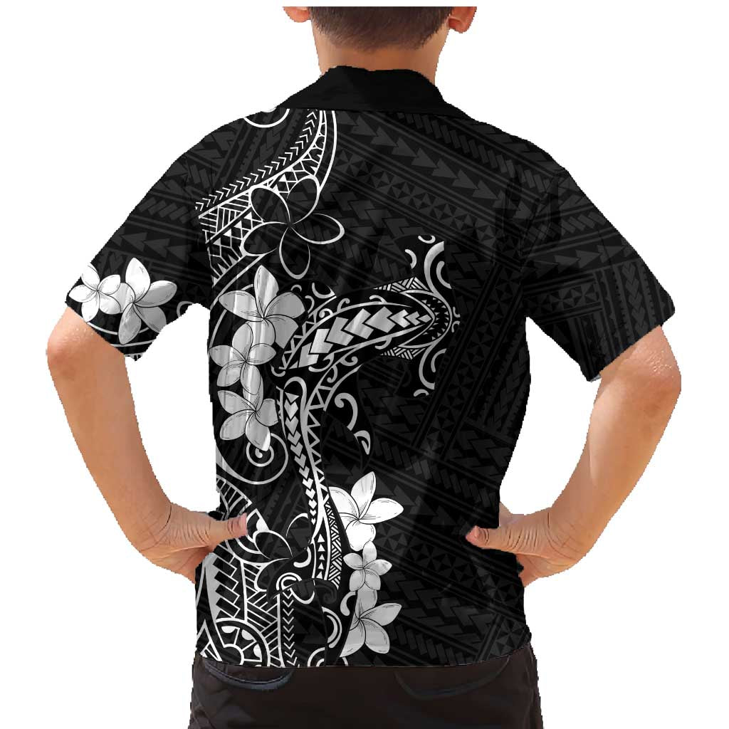 Black Hawaii Family Matching Mermaid Dress and Hawaiian Shirt Hammerhead Shark Tattoo Curve Polynesian - Polynesian Pride