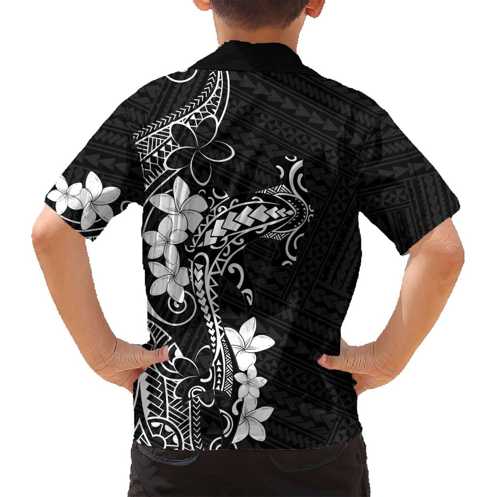 Black Hawaii Family Matching Puletasi and Hawaiian Shirt Hammerhead Shark Tattoo Curve Polynesian - Polynesian Pride