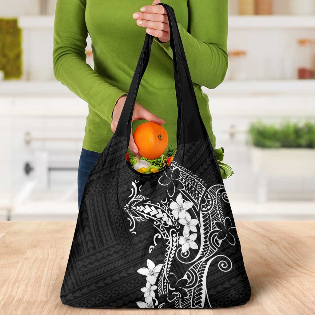 Black Hawaii Grocery Bag Hammerhead Shark Tattoo Curve Polynesian - Polynesian Pride