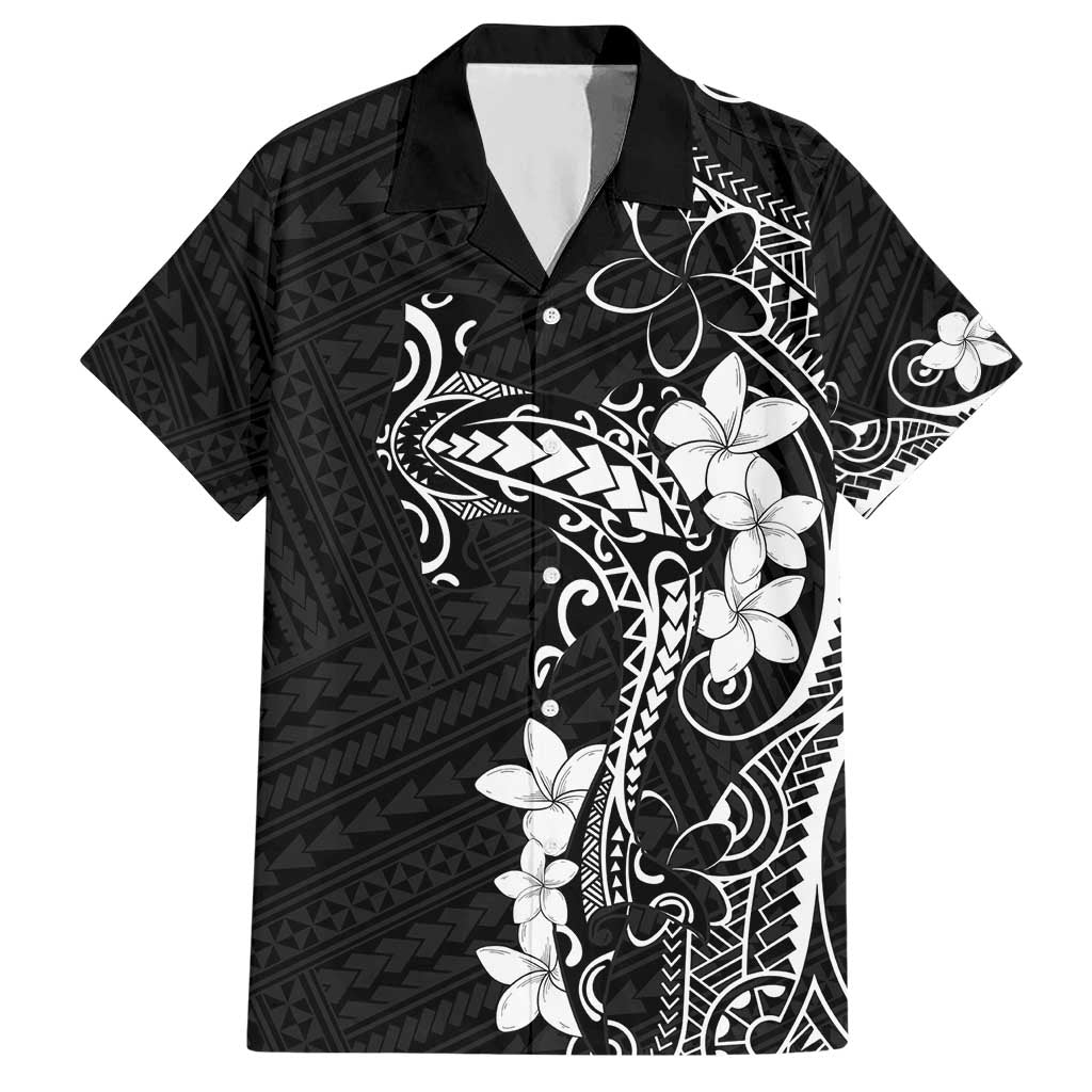 Black Hawaii Hawaiian Shirt Hammerhead Shark Tattoo Curve Polynesian LT14 Black - Polynesian Pride