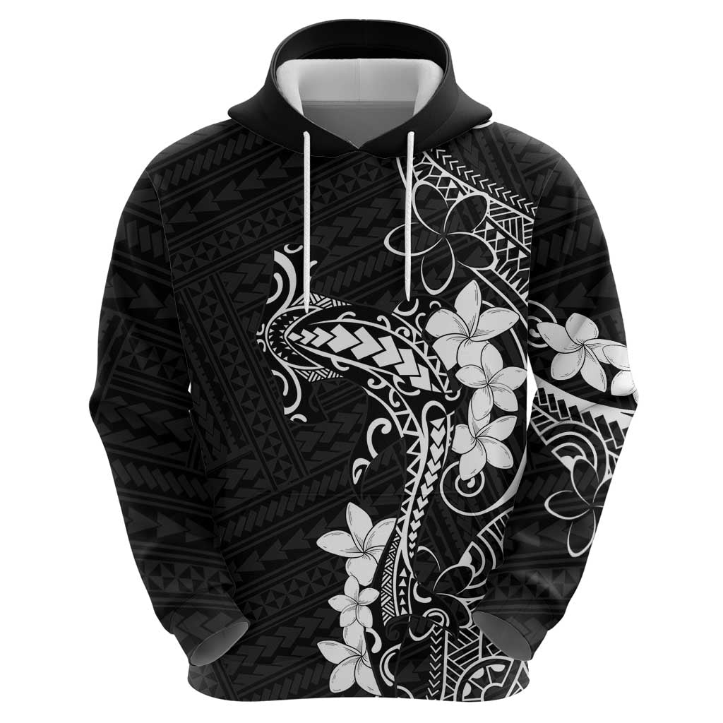 Black Hawaii Hoodie Hammerhead Shark Tattoo Curve Polynesian - Polynesian Pride