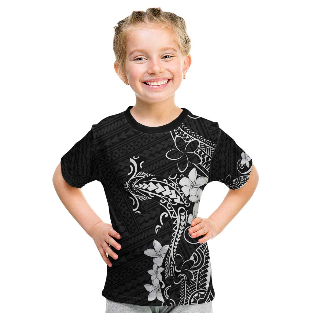 Black Hawaii Kid T Shirt Hammerhead Shark Tattoo Curve Polynesian - Polynesian Pride
