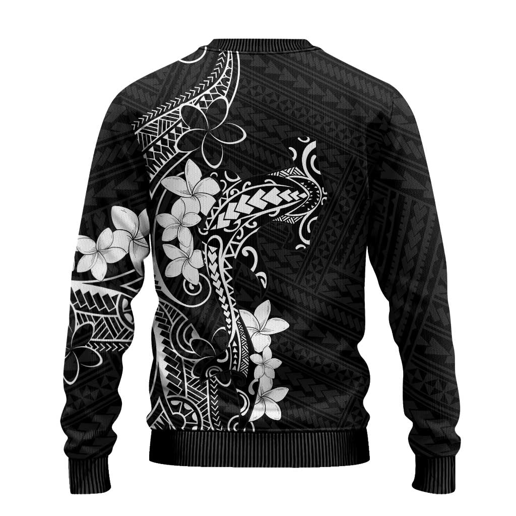 Black Hawaii Ugly Christmas Sweater Hammerhead Shark Tattoo Curve Polynesian - Polynesian Pride