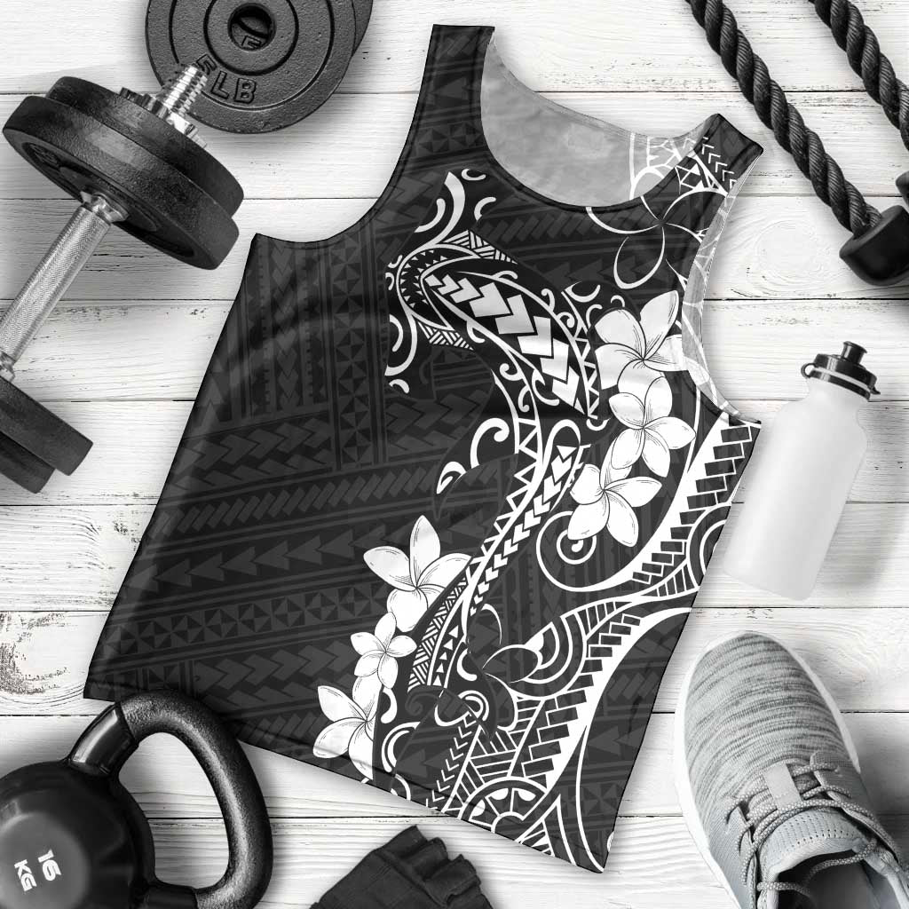 Black Hawaii Men Tank Top Hammerhead Shark Tattoo Curve Polynesian - Polynesian Pride