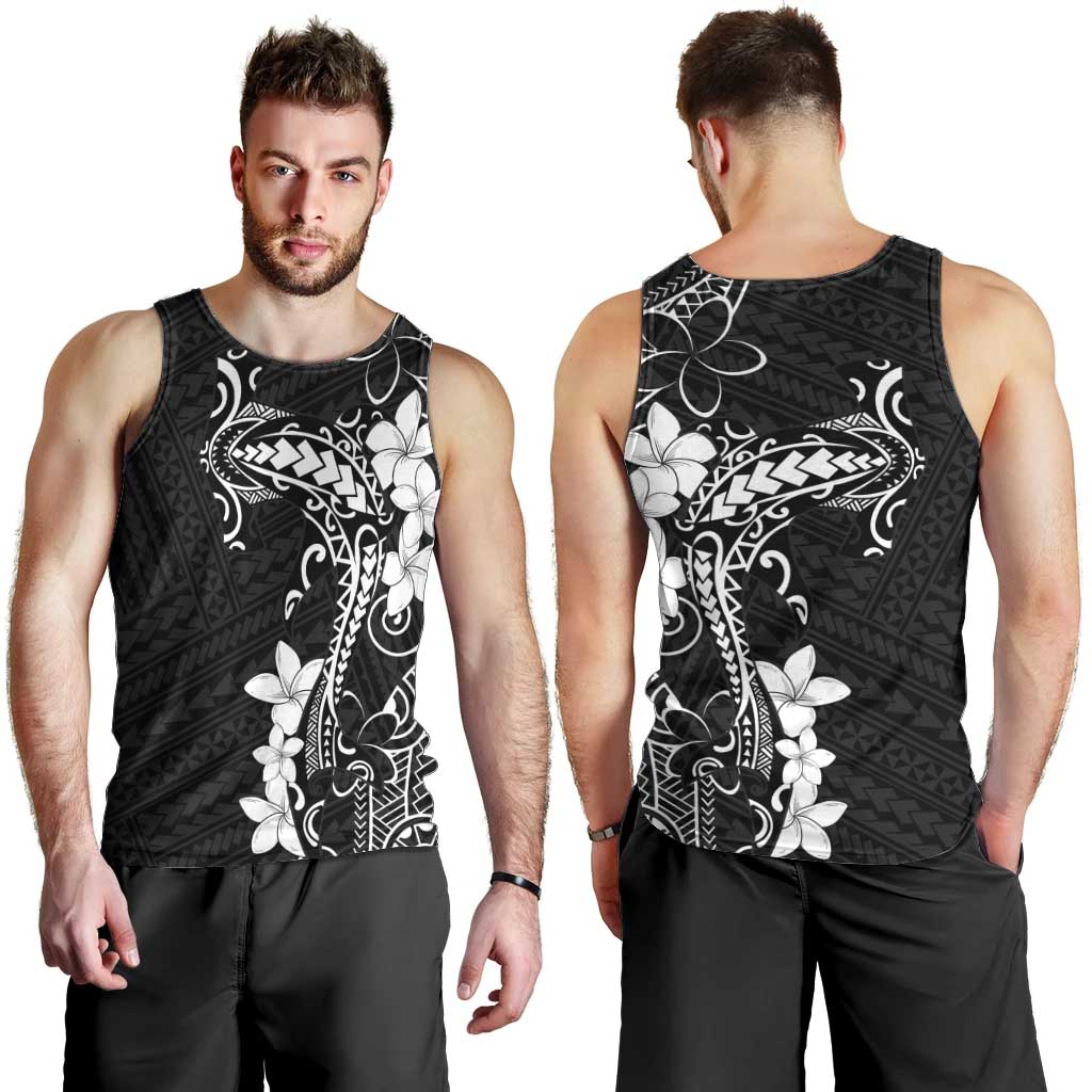 Black Hawaii Men Tank Top Hammerhead Shark Tattoo Curve Polynesian - Polynesian Pride