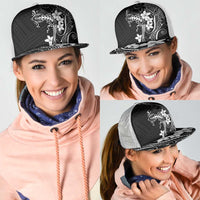 Black Hawaii Mesh Trucker Cap Hammerhead Shark Tattoo Curve Polynesian - Polynesian Pride