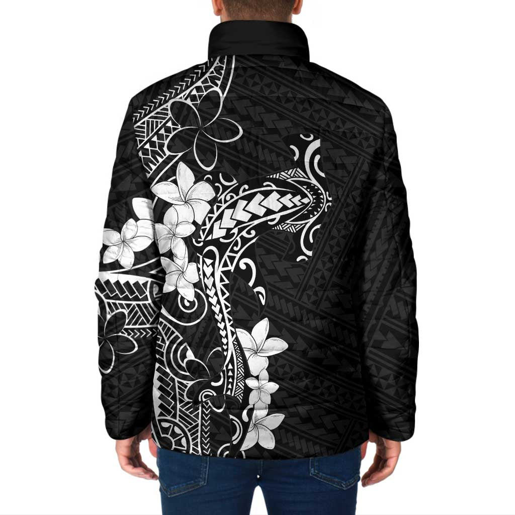 Black Hawaii Padded Jacket Hammerhead Shark Tattoo Curve Polynesian - Polynesian Pride