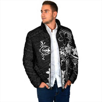 Black Hawaii Padded Jacket Hammerhead Shark Tattoo Curve Polynesian - Polynesian Pride