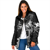 Black Hawaii Padded Jacket Hammerhead Shark Tattoo Curve Polynesian - Polynesian Pride