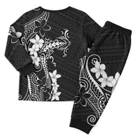 Black Hawaii Christmas Pajama Set Hammerhead Shark Tattoo Curve Polynesian - Polynesian Pride